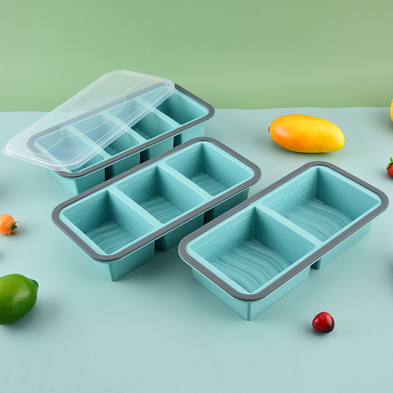 Meal Prep Menu - 뚜껑이 있는 실리콘 식품 냉동 트레이