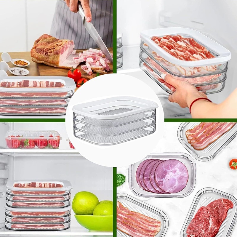투명 뚜껑이 있는 쌓을 수 있는 냉장고 고기 보관 용기 - Meal Prep For Cutting 리뷰 및 가격