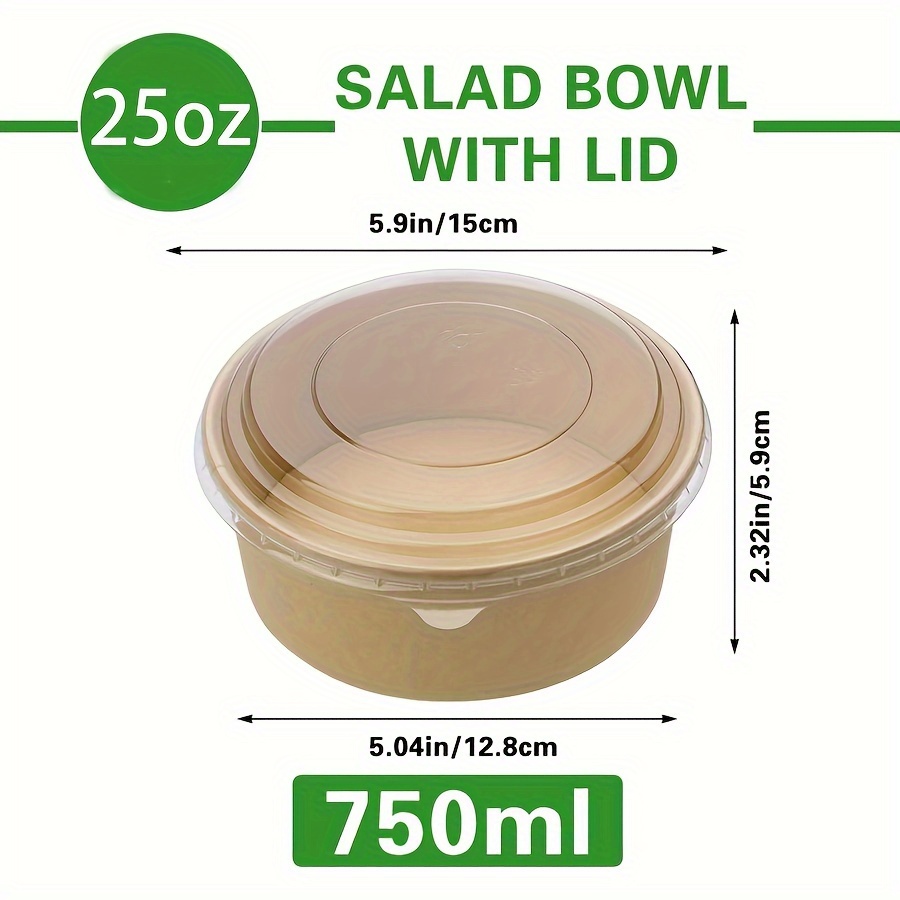 25온스/750ml 25/50팩 종이 그릇 뚜껑 포함, - Meal Prep Food 리뷰 및 가격